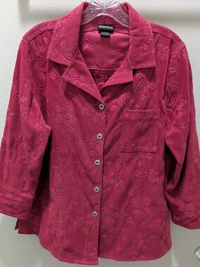 NTCO Nomadic Traders Pink Jacket 3/4 Sleeve Pewter Buttons Size M